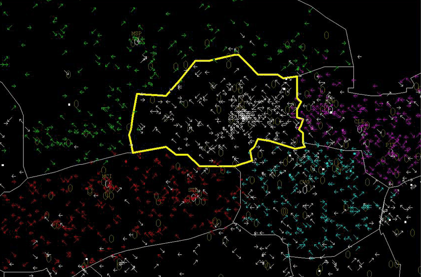 Air traffic prior to the fire at ZAU